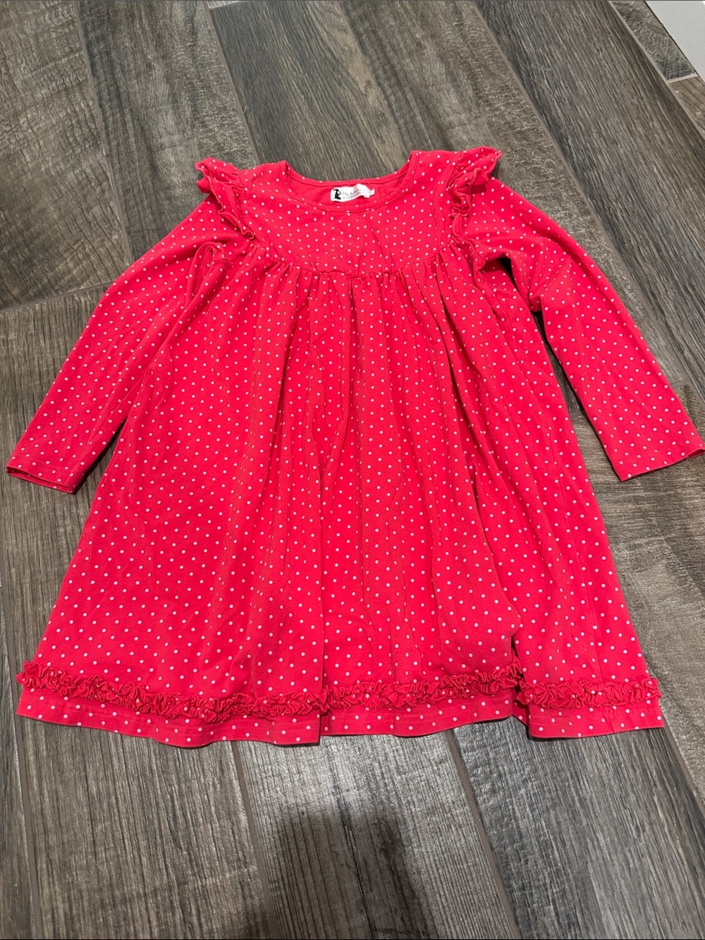 Lily & Londyn Girls Bright Pink Polka Dot Long-Sleeve Dress - size 10
